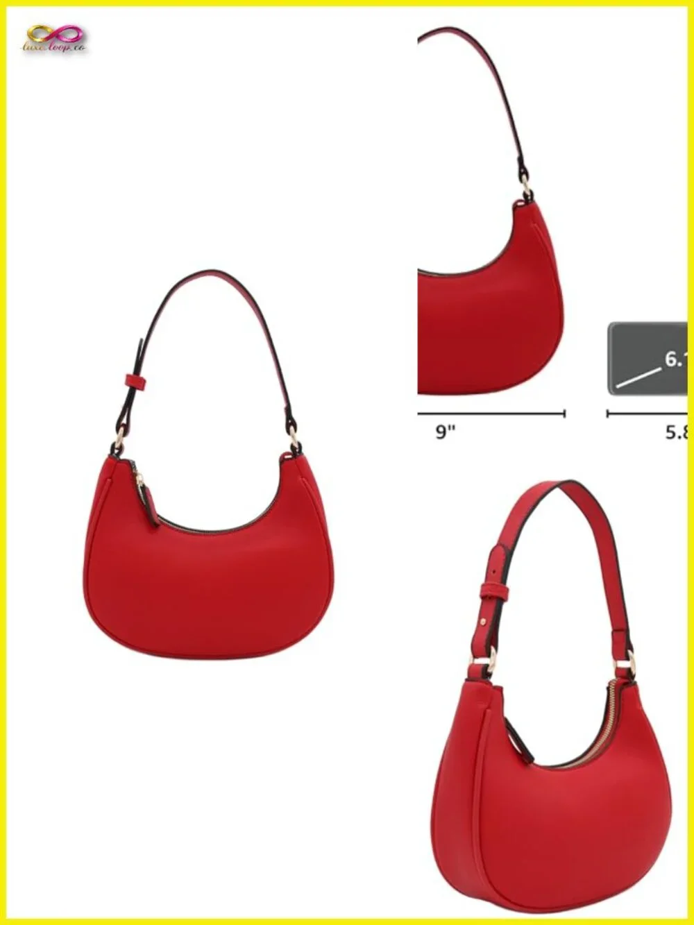 Small Crescent Shoulder Bag Underarm Purse - PU Leather